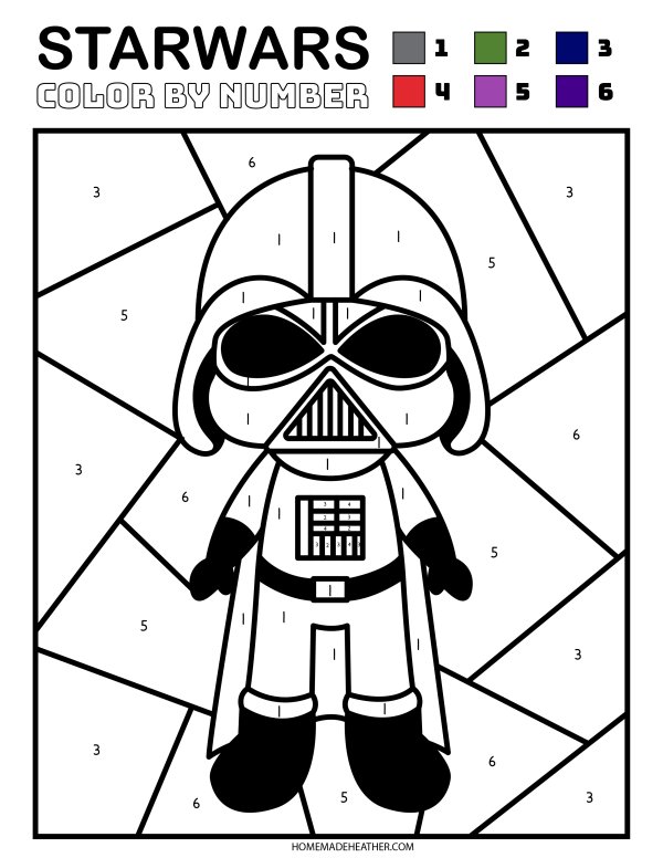FrDarth Vader Color By Number Printable