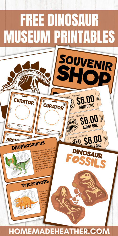 Dinosaur museum pretend play printables.