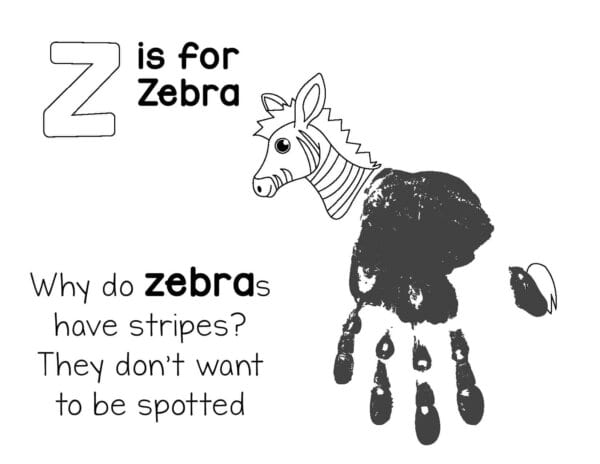 Free Zebra Handprint Art Printable