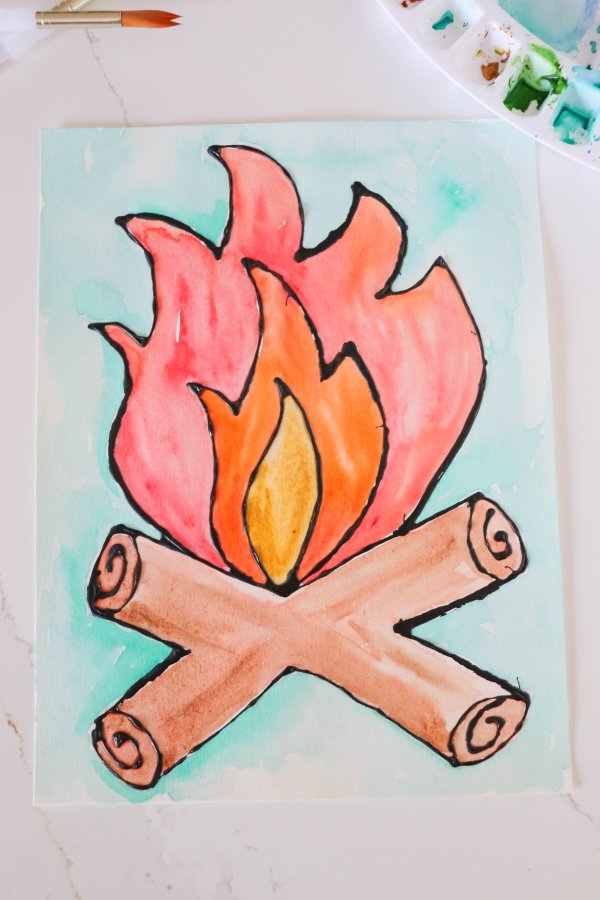 Watercolor Campfire Craft