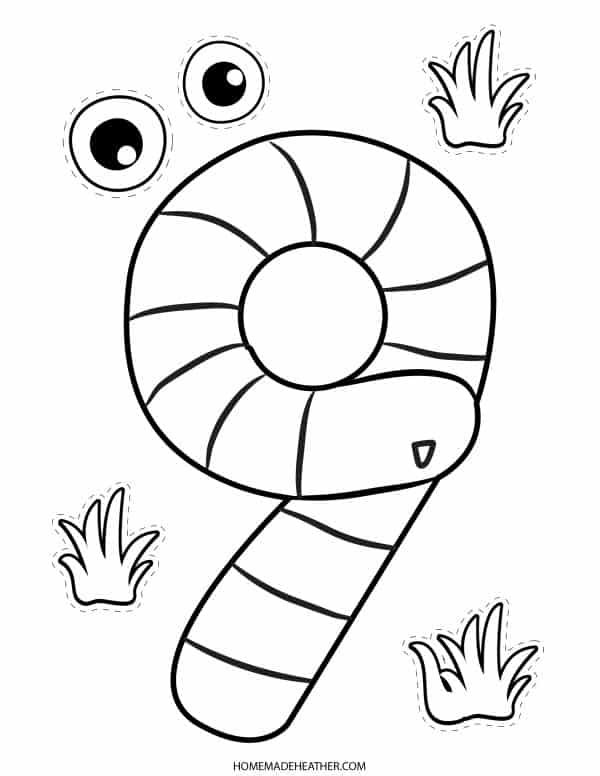 Number nine with eyes cut and paste free number craft printables.