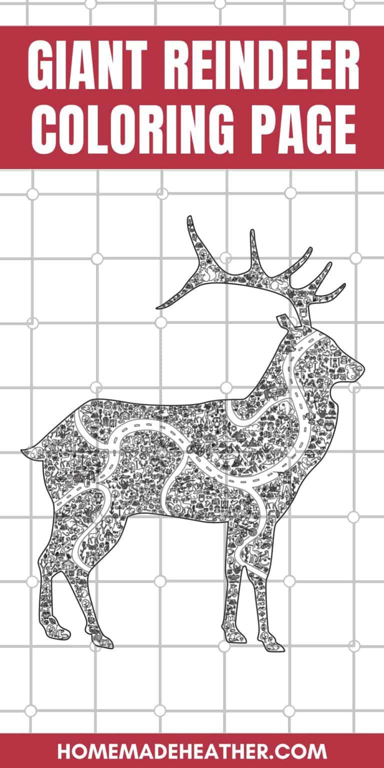 Giant Reindeer Coloring Page Printable