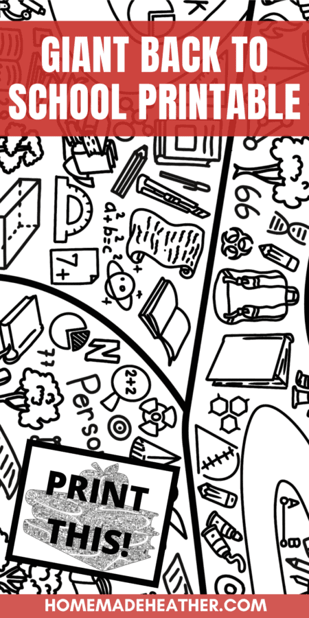 Giant Back to School Coloring Page Printable