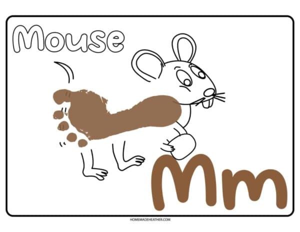 Letter M Footprint Mouse Printable