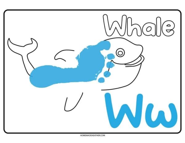 Letter W Footprint Art Printable