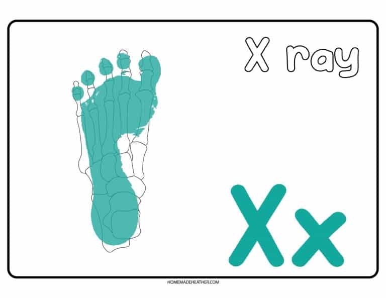 Free Letter X Footprint Art Printable