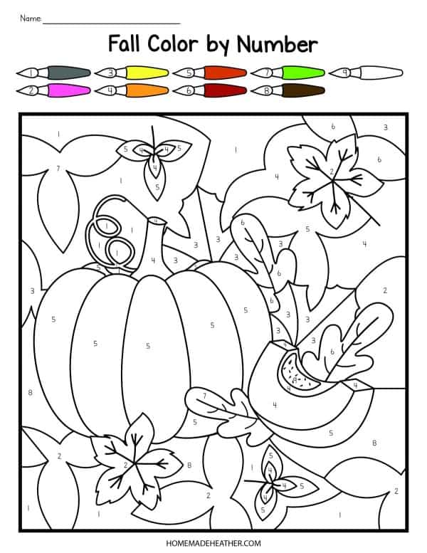 Pumpkin Color By Number Printables