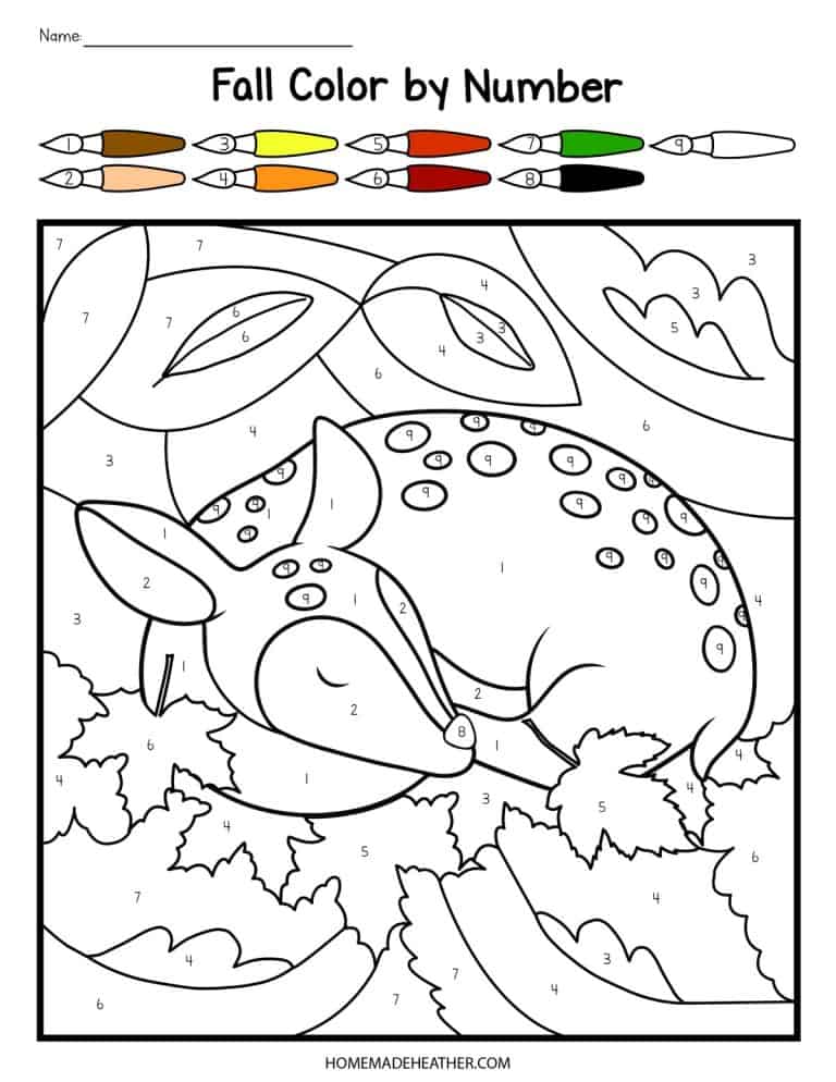 Free Fall Color By Number Printables » Homemade Heather