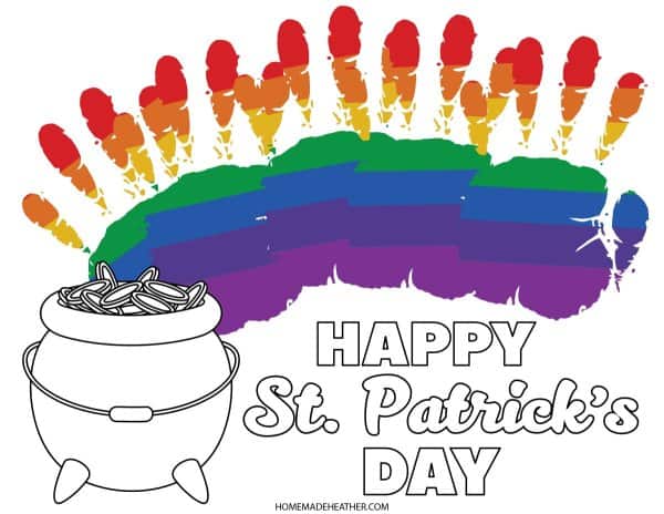 St Patricks Day Handprint Template Rainbow
