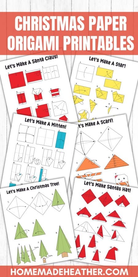 Christmas Origami Printables in a flat lay with text overlay.
