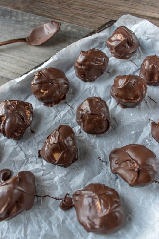 chocolate peanut butter ball process