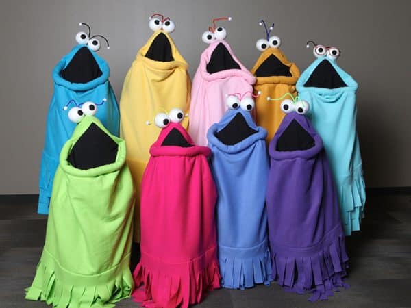 Nine Sesame Street alien costumes.