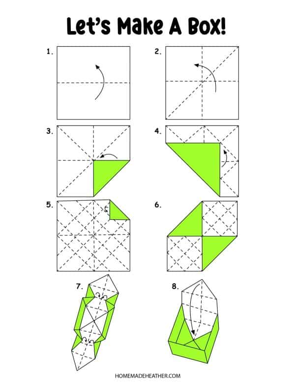Box origami folding template.