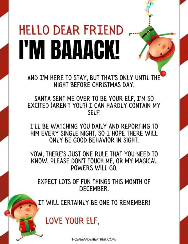 Elf on the Shelf Welcome Letter Printable