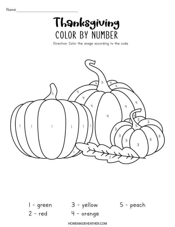 Pumpkin Color By Number Printables