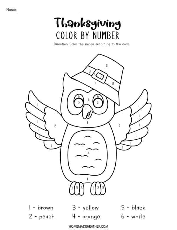 Owl Color By Number Printable