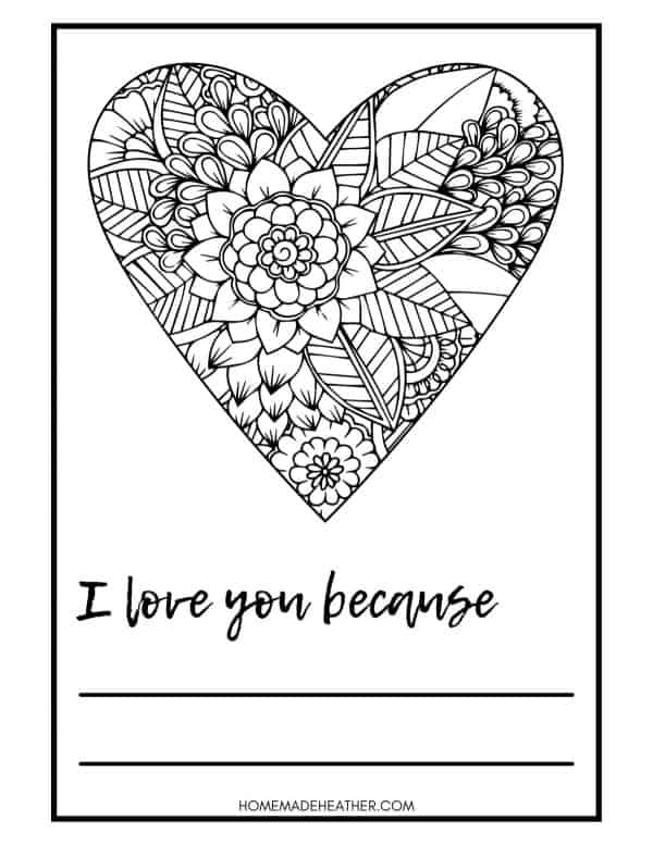 Heart Valentine Coloring Page