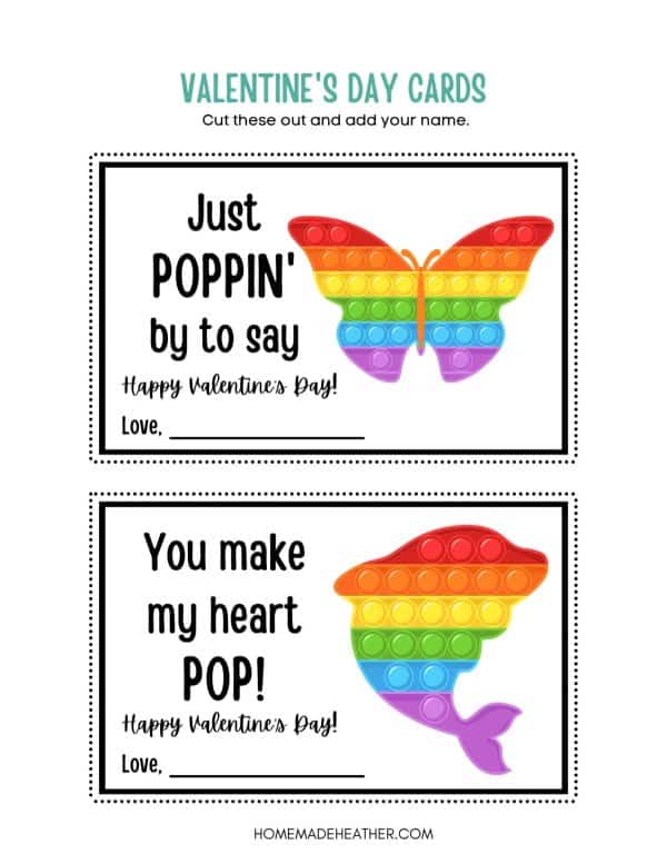 Printable Pop It Valentine Cards
