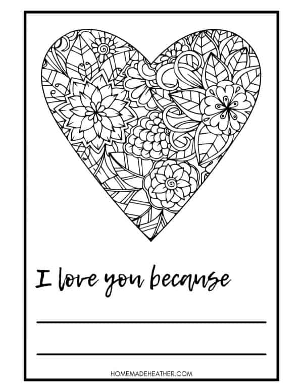 Heart Valentine Coloring Page for Adults