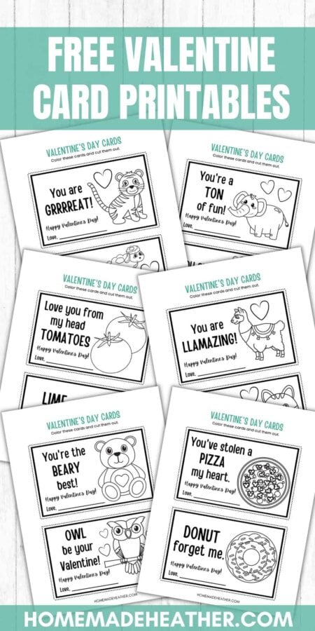 Black and white valentine card printables.