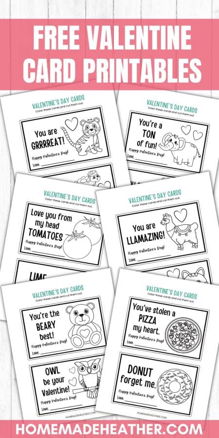Black and white Valentine card printables.