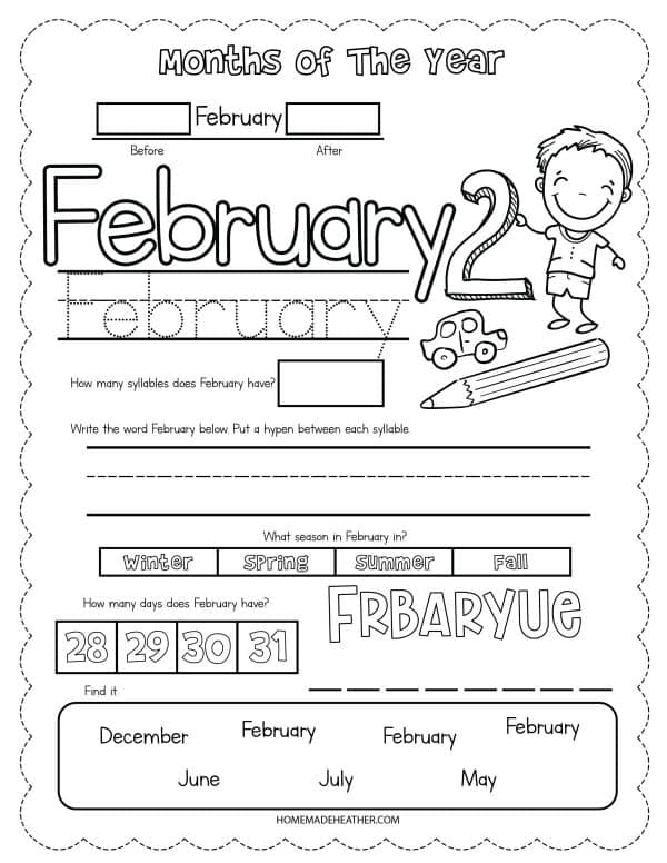 Free February Printable Worksheets