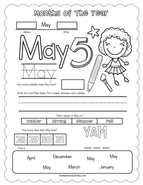 Free May Printable Worksheets
