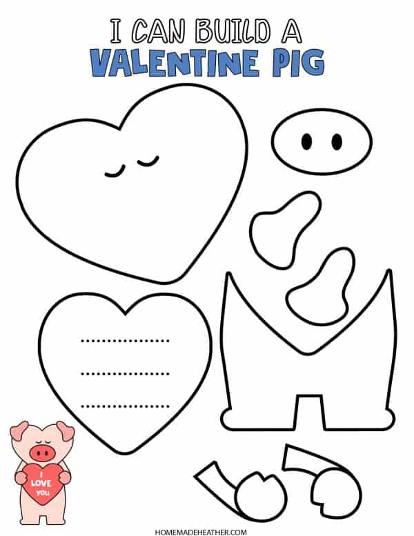 mothers day activity printables Build a Valentine pig free printable craft.
