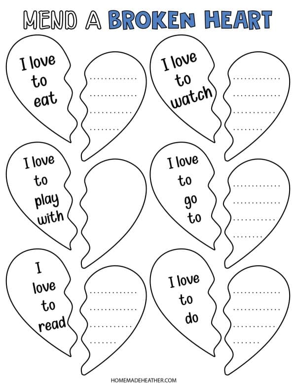 mothers day activity printables Free printable valentine crafts with space to write things you love to do most.