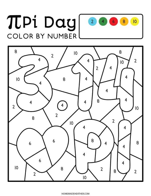 Pi Day Color By Number Printables