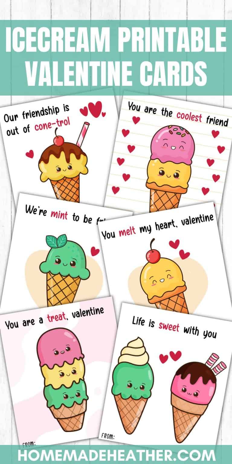 Ice Cream Printable Valentine Cards