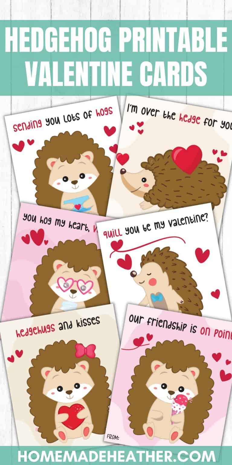 Hedgehog Printable Valentine Cards