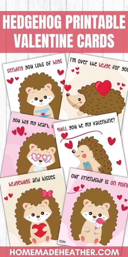 Hedgehog Printable Valentine Cards