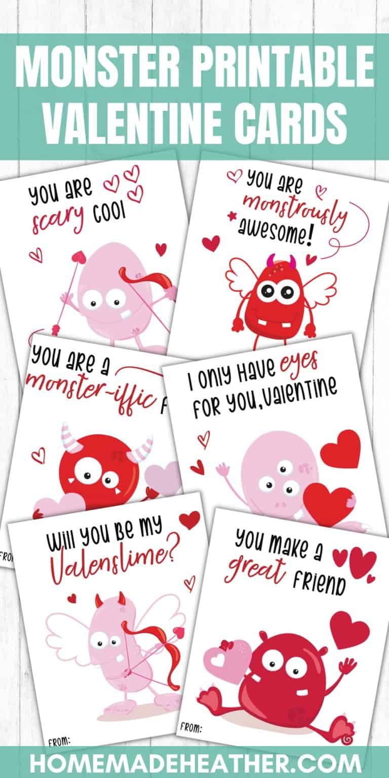 Monster Printable Valentine Cards