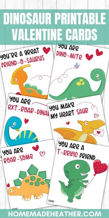 Dinosaur Printable Valentine Cards
