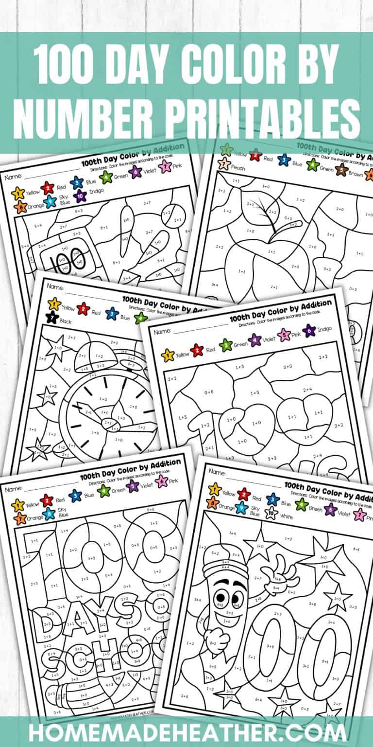 100 Day Color By Number Printables