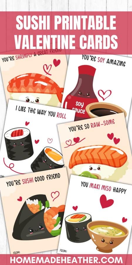 Sushi Printable Valentine Cards