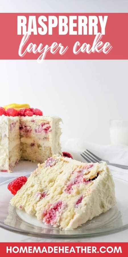A slice of raspberry cake on a plate.