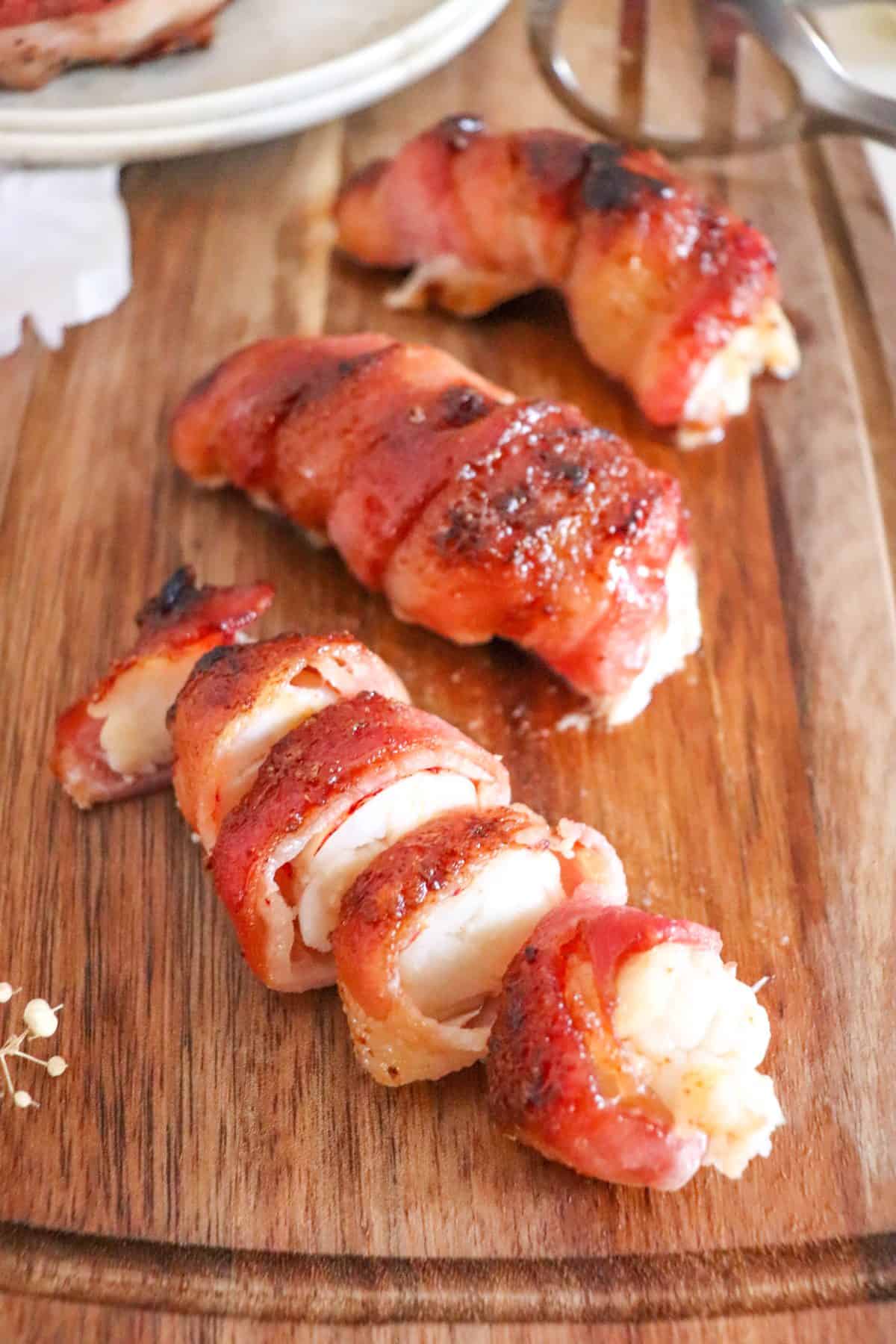 Bacon Wrapped Baked Lobster Tails