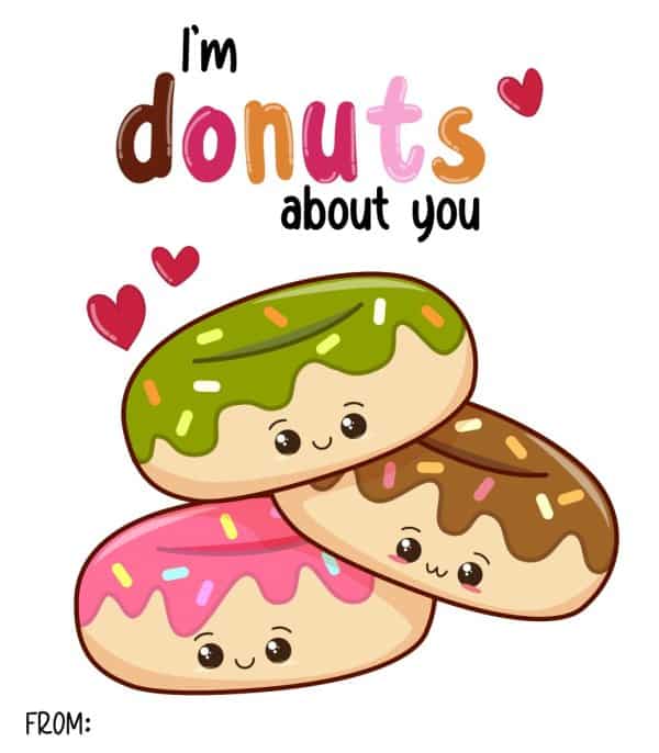 Donut Printable Valentine Cards