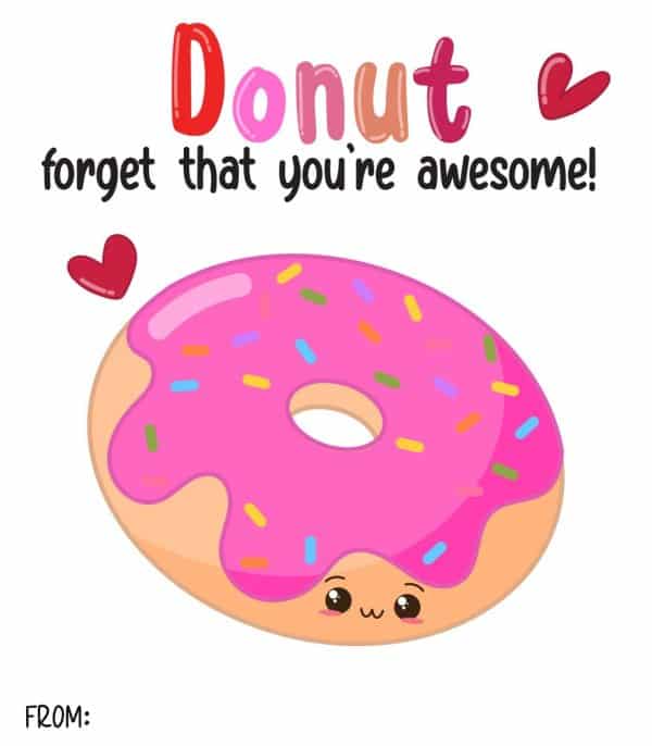 Donut Printable Valentine Cards