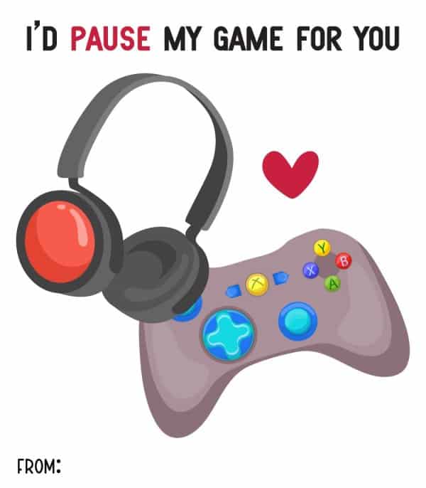 Gamer Printable Valentine Cards