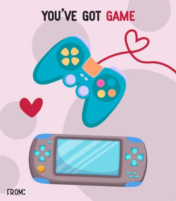 Gamer Printable Valentine Cards