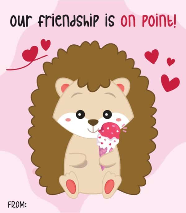Hedgehog Printable Valentine Cards