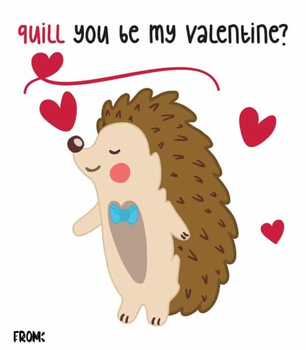 Hedgehog Printable Valentine Cards