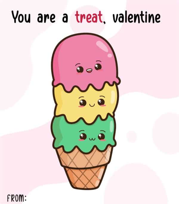 Ice Cream Printable Valentine Cards