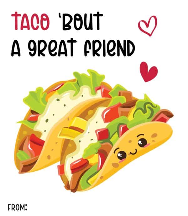 Taco Printable Valentine Cards