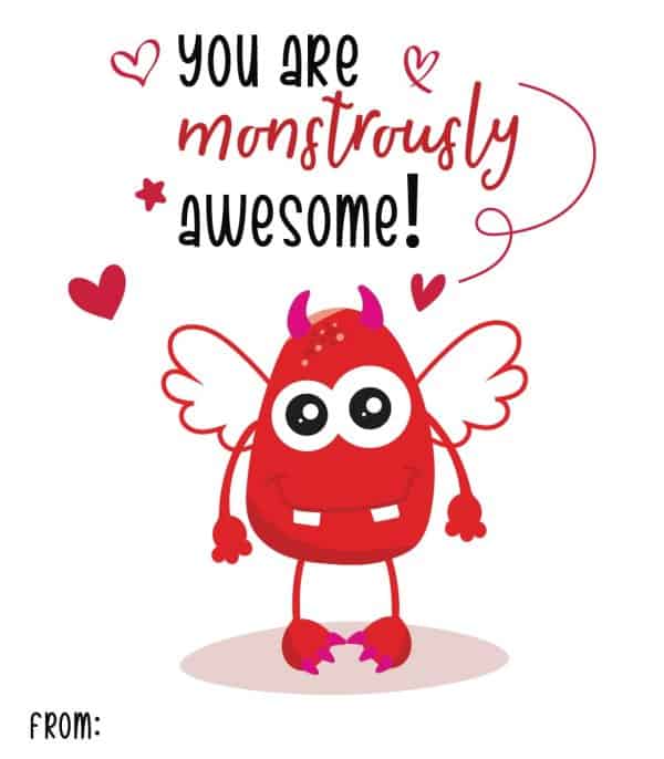 Monster Printable Valentine Cards