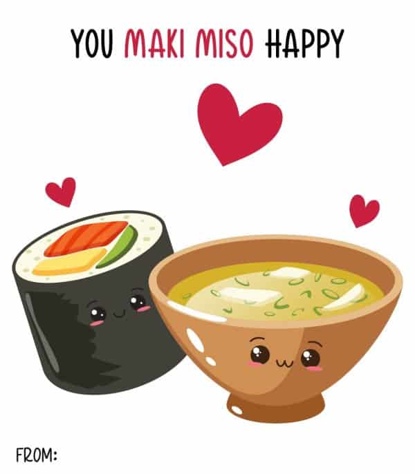 Sushi Printable Valentine Cards