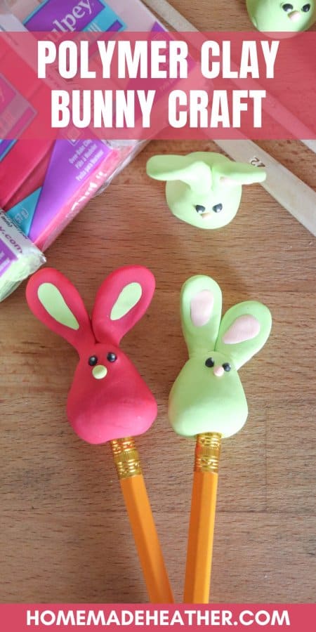 Polymer Clay Bunny Pencil Topper Craft